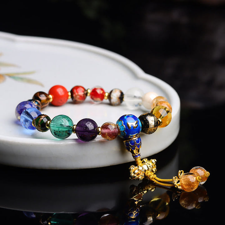 BWOOOH Tibetan Colorful Incense Ash Liuli Glass Bead Om Mani Padme Hum Dorje Vajra 18 Beads Wrist Mala