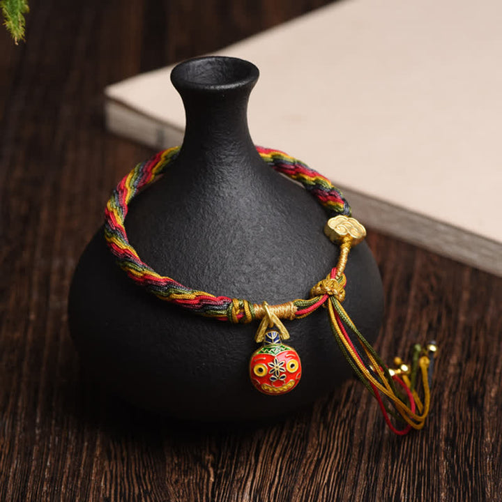 BWOOOH Gold Swallowing Beast Family Luck Reincarnation Knot Colorful String Bracelet