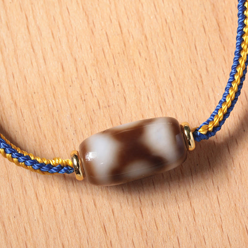 BWOOOH Tibetan Three-eyed Dzi Bead Luck Happiness Bracelet
