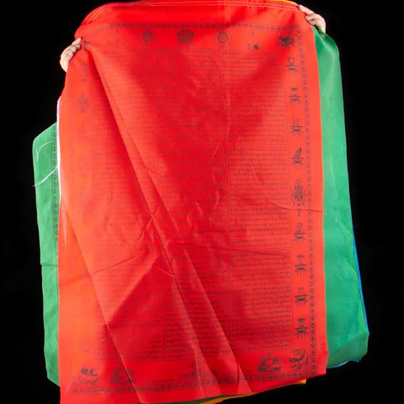 Buddha Stones Tibetan 5 Colors Windhorse Happiness Auspicious Outdoor Prayer Flag