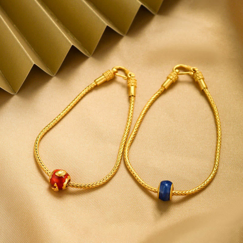 BWOOOH Tibetan 18K Gold Om Mani Padme Hum Lucky Koi Fish Fu Character Ingot Copper Coin Peace Bracelet
