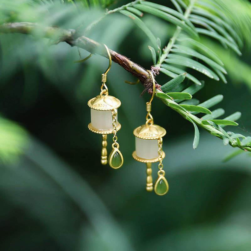 BWOOOH 925 Sterling Silver Jade Prayer Wheel Luck Drop Earrings — Sterling Silver jade bracelet for spiritual healing and ...