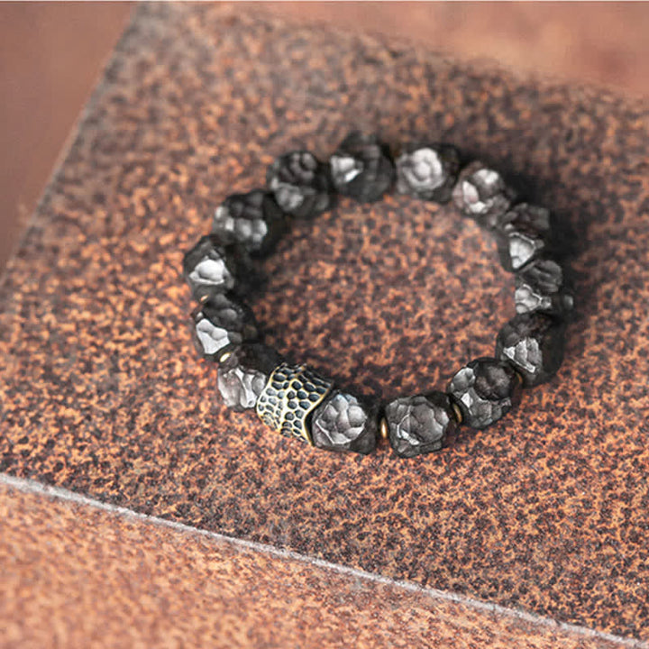 BWOOOH Ebony Wood Copper Peace Balance Couple Bracelet