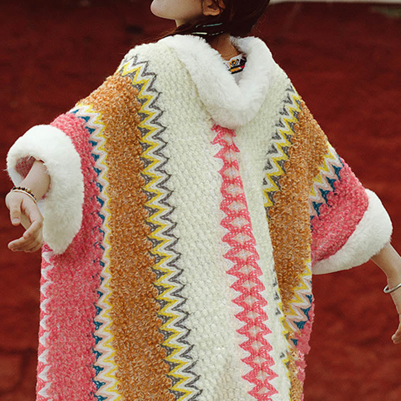 BWOOOH Tibetan Multicolored Striped Shawl Winter Cozy Tra