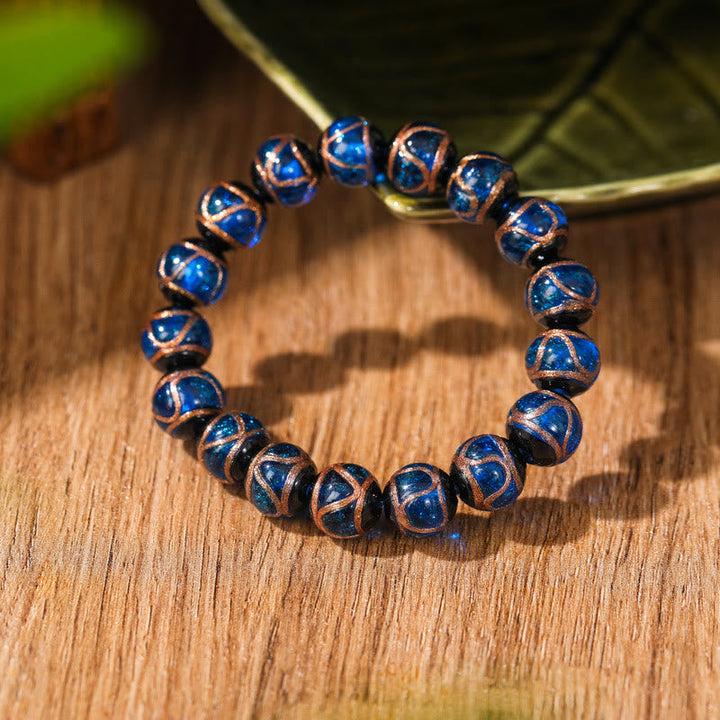 BWOOOH Tibetan Classic Liuli Glass Bead Luck Wealth Bracelet