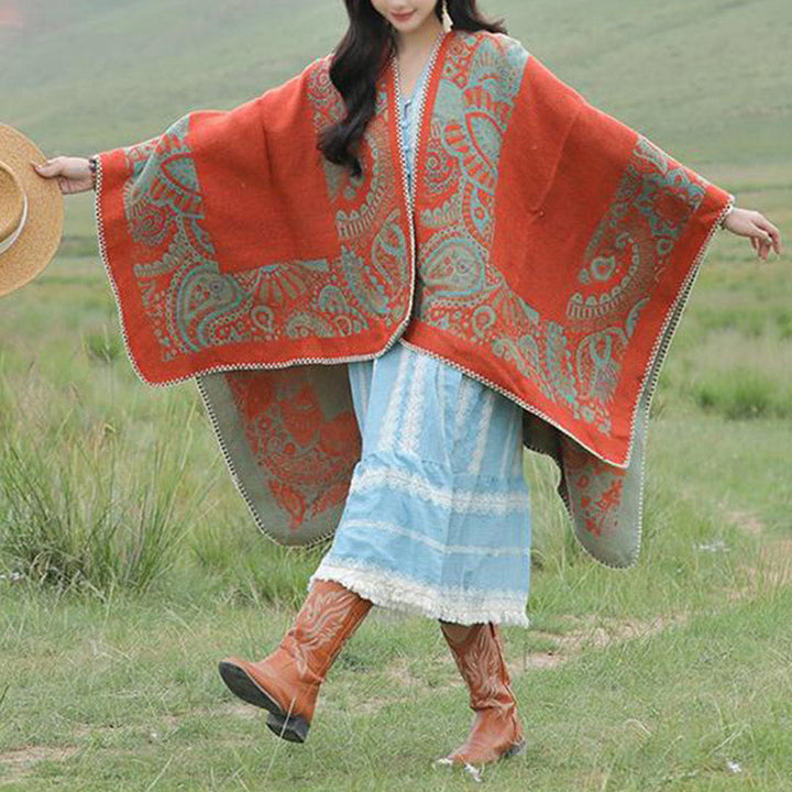 BWOOOH Tibetan Shawl Simple Pattern Winter Cozy Travel Sc