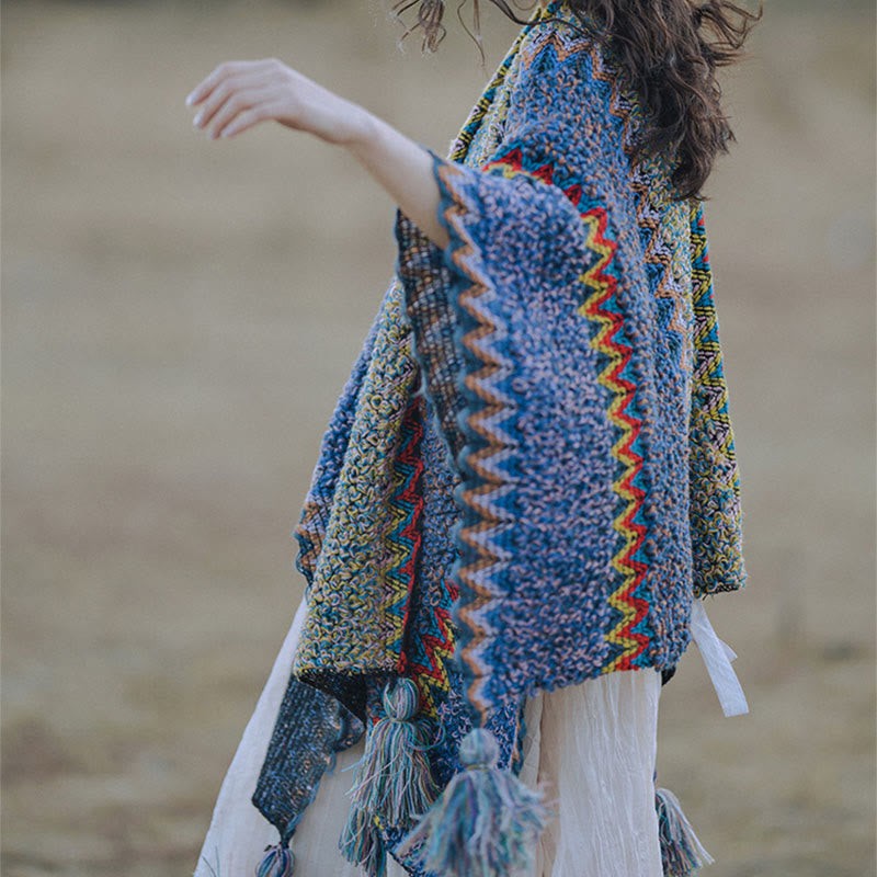 BWOOOH Tibetan Shawl Soft Warm Knitting Cloak Winter Tibe