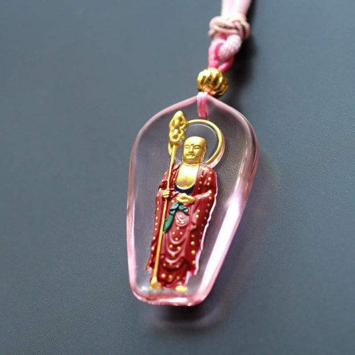 BWOOOH Ksitigarbha Buddha Liuli Crystal Compassion Amulet Necklace Pendant