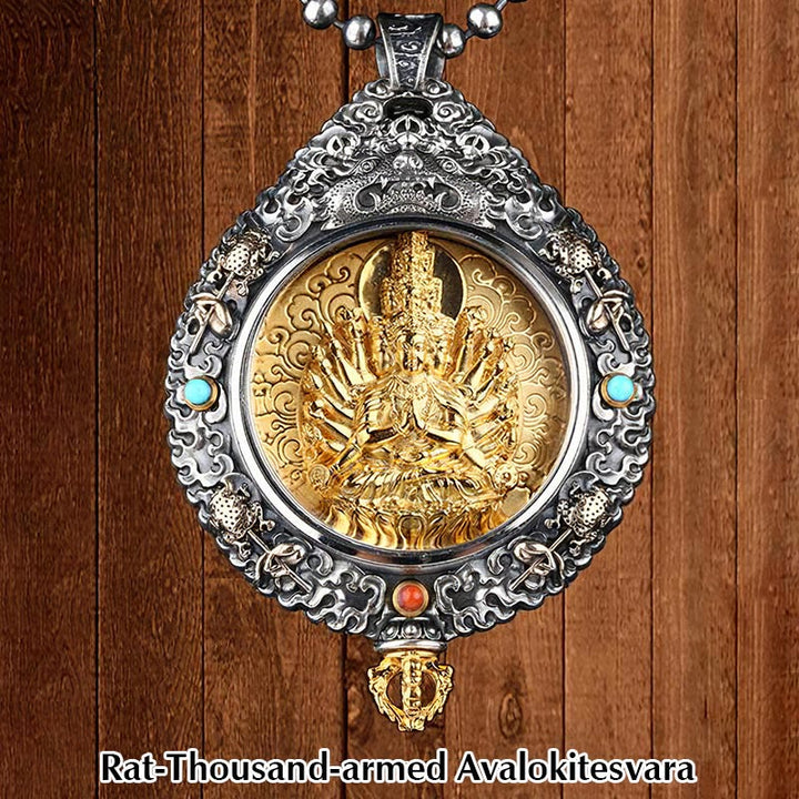 BWOOOH Chinese Zodiac Natal Buddha Thangka Nine Palaces Eight Diagrams Wealth Rotatable Necklace Pendant