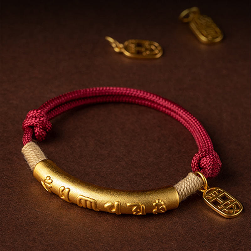 BWOOOH 999 Sterling Silver Tibet Handmade Om Mani Padme Hum Fu Character TopRank Character Luck Braided Bracelet