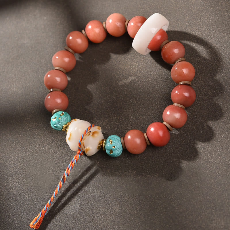 BWOOOH Tibetan Natural Camel Bone Dzi Bead Bodhi Seed Charm Luck Bracelet