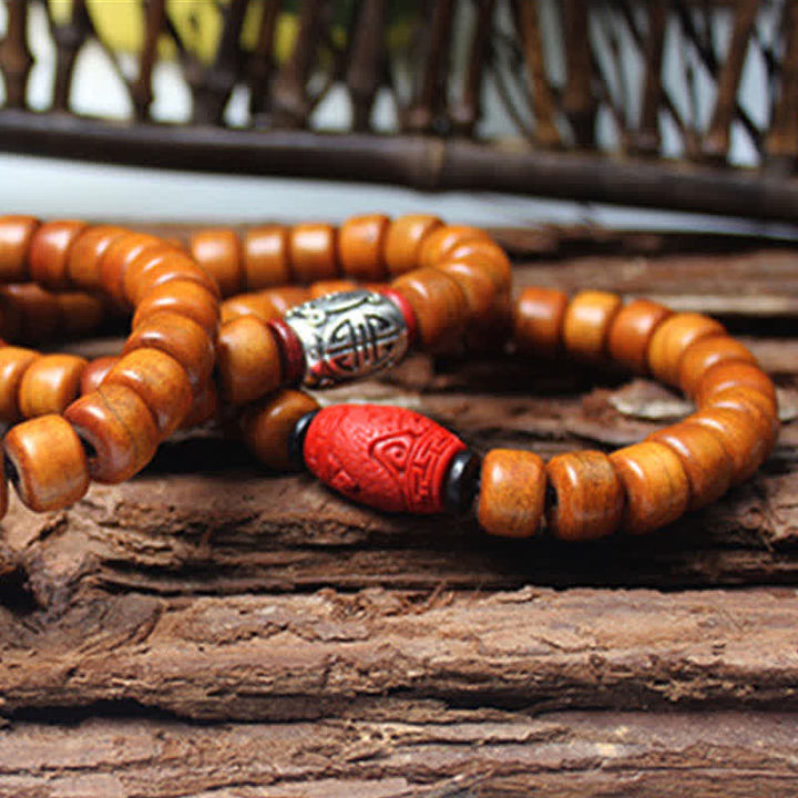 BWOOOH Tibetan Bone Beads Om Mani Padme Hum Strength Bracelet