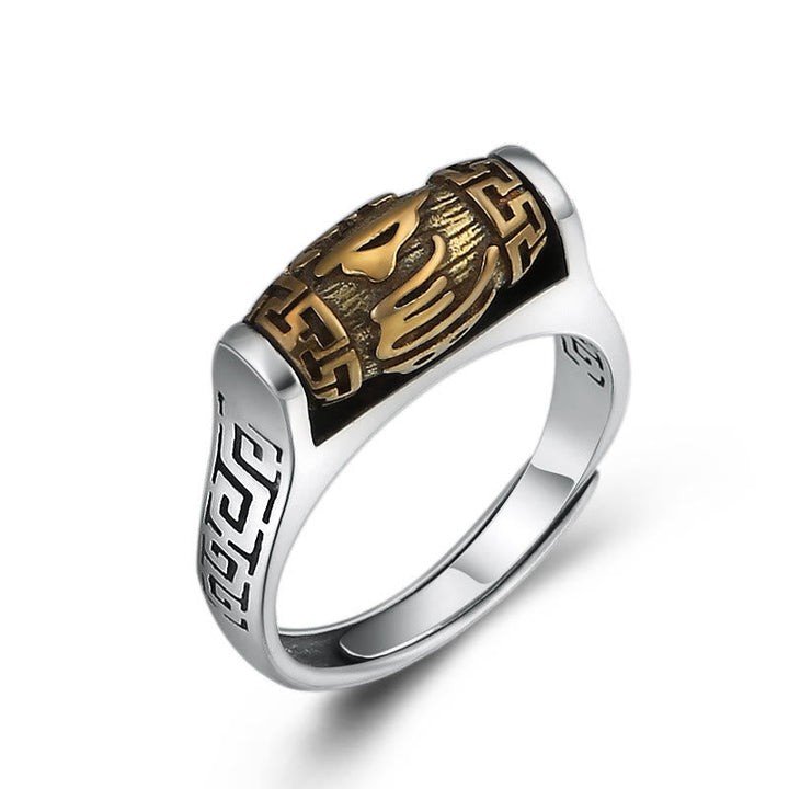 BWOOOH Tibet Om Mani Padme Hum Carved Design Purity Rotatable Ring
