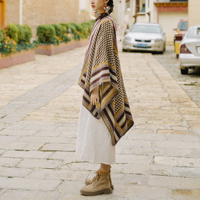 BWOOOH Tibetan Shawl Classic Pattern Winter Cozy Warm Tra