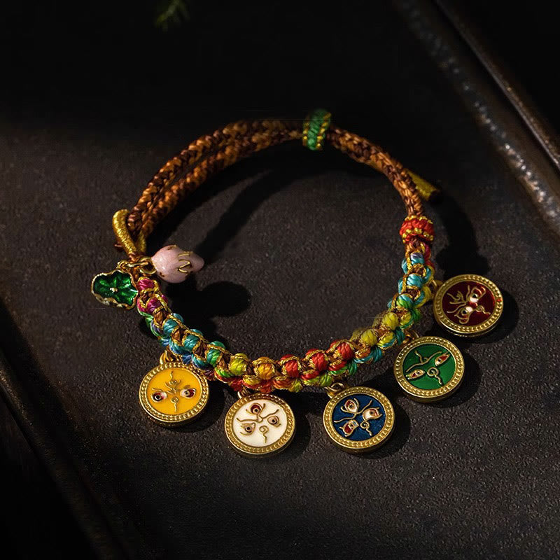 BWOOOH Tibetan Colorful Rope Five God Of Wealth Luck Braid Bracelet