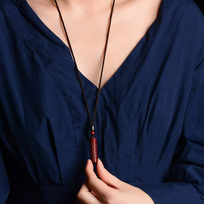 BWOOOH Tibetan Cinnabar Mantra Concentration String Necklace