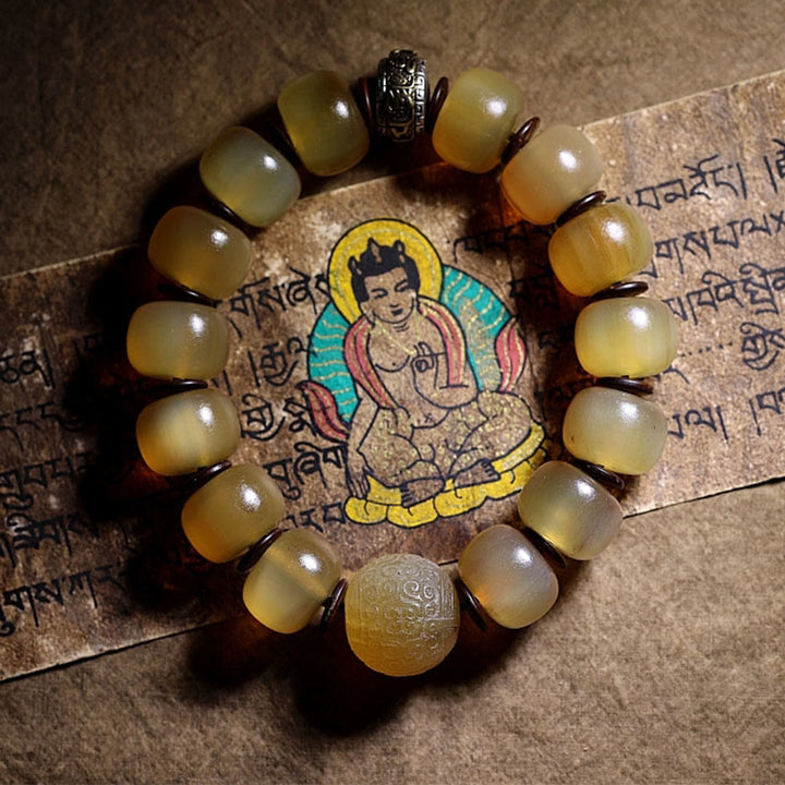 BWOOOH Handmade Tibetan Sheep Horn Om Mani Padme Hum Auspiciousness Bracelet