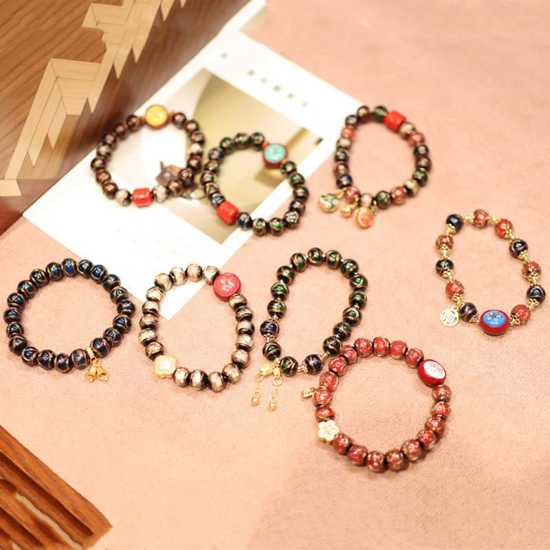 BWOOOH Tibetan Gold Swallowing Beast Family Five God Of Wealth Thangka Fortune Bead Bracelet