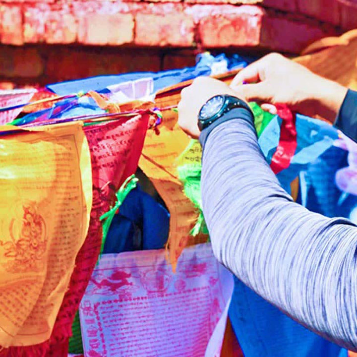 Buddha Stones Tibetan 5 Colors Windhorse Auspicious Outdoor 25 Pcs Prayer Flag