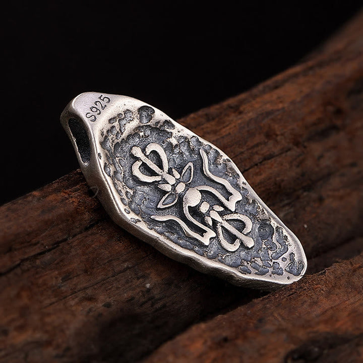 BWOOOH Tibetan 925 Silver Om Mani Padme Hum Dorje Vajra Strength Necklace
