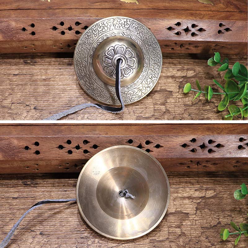 BWOOOH Tibetan Tingsha Bell Auspicious Cloud Six True Words Copper Wealth Decoration | Copper Tibetan bell