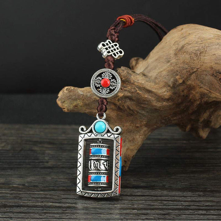 BWOOOH Six True Words Prayer Wheel Rotation Knot Blessing Keychain Decoration | spiritual healing bracelet