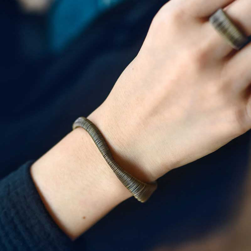 BWOOOH Simple Design Wrapped Brass Copper Luck Wealth Adjustable Cuff Bracelet | spiritual healing bracelet