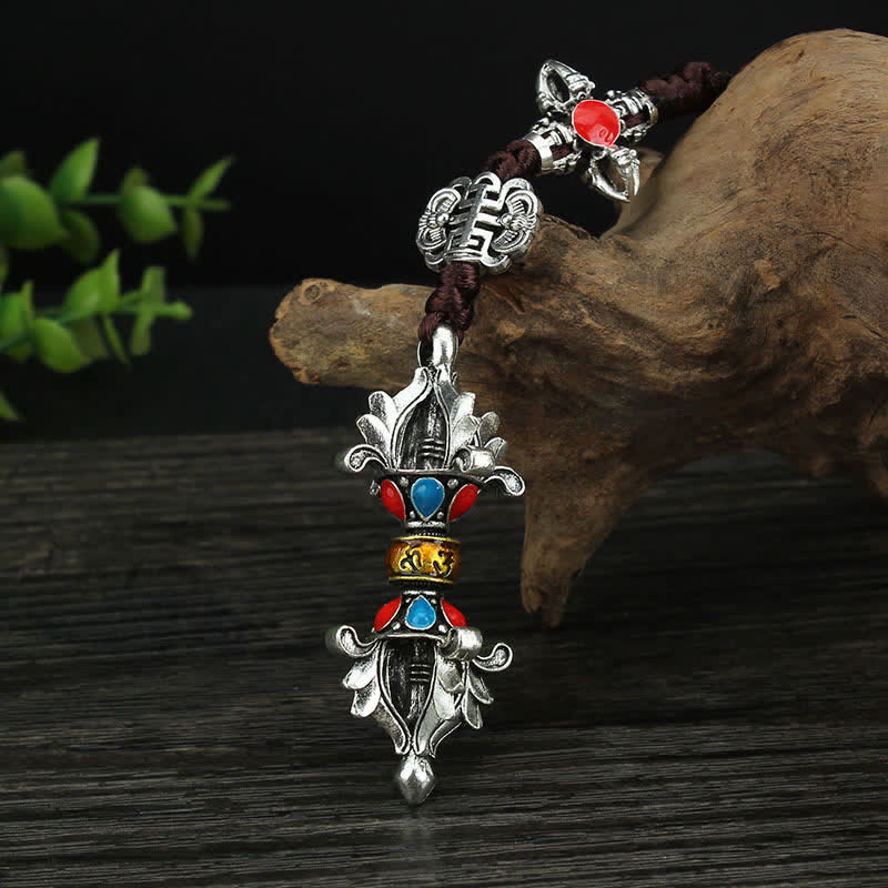 BWOOOH Tibet Om Mani Padme Hum Prayer Wheel Peace Rotatable Bag Car Hanging Decoration | natural stone Buddhist car hanging
