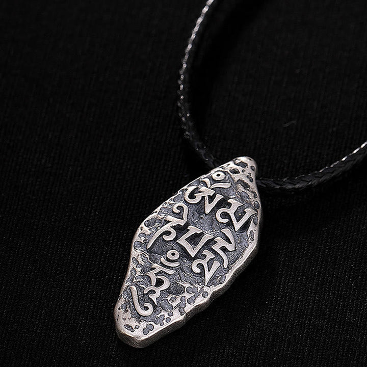 BWOOOH Tibetan 925 Silver Om Mani Padme Hum Dorje Vajra Strength Necklace