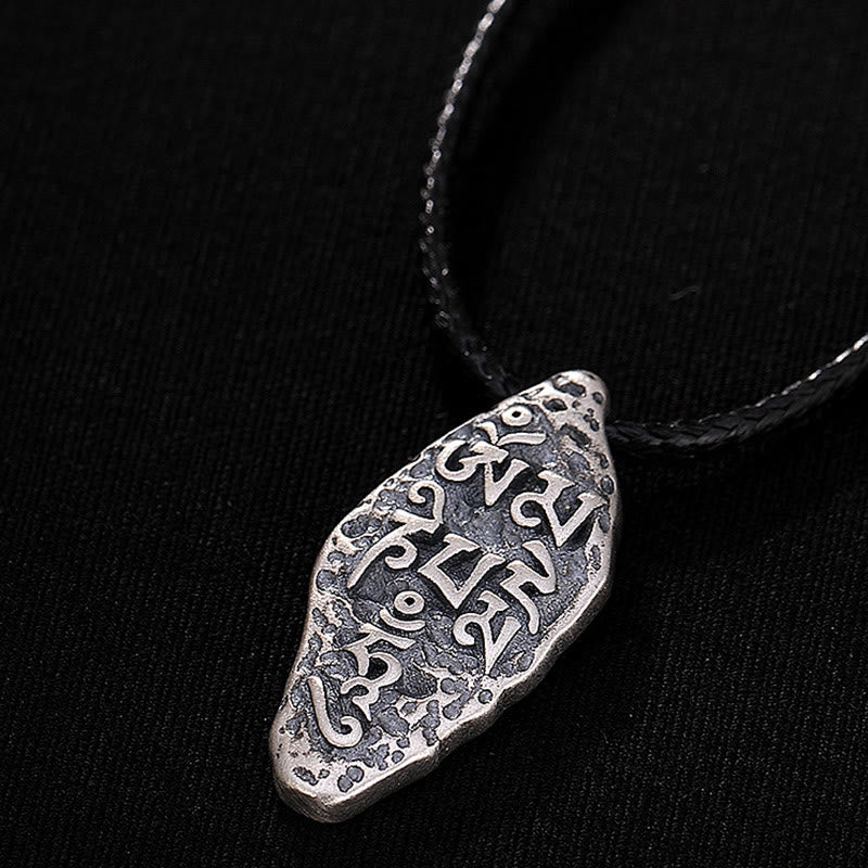 BWOOOH Tibetan 925 Silver Om Mani Padme Hum Dorje Vajra Strength Necklace
