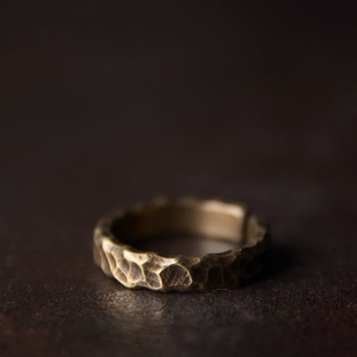 BWOOOH Tibetan Bump Texture Design Copper Brass Luck Ring