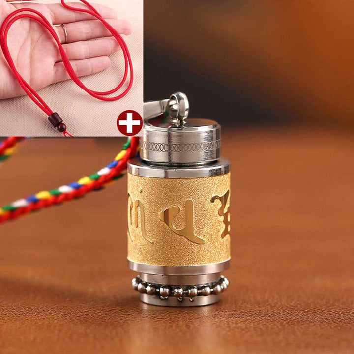 BWOOOH Tibet Om Mani Padme Hum Shurangama Mantra Titanium Steel Wisdom Amulet Necklace Pendant