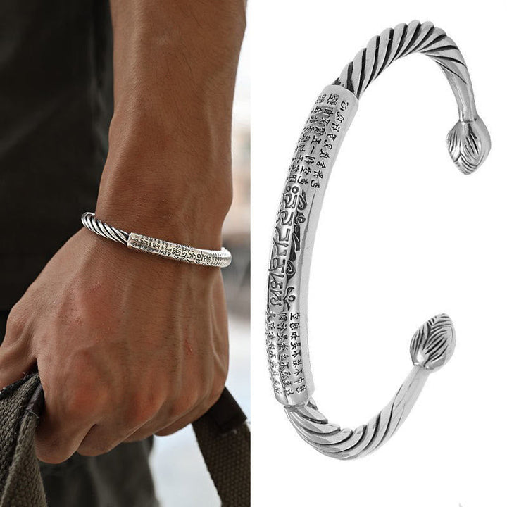 BWOOOH Tibetan Om Mani Padme Hum Heart Sutra Purity Cuff Bracelet