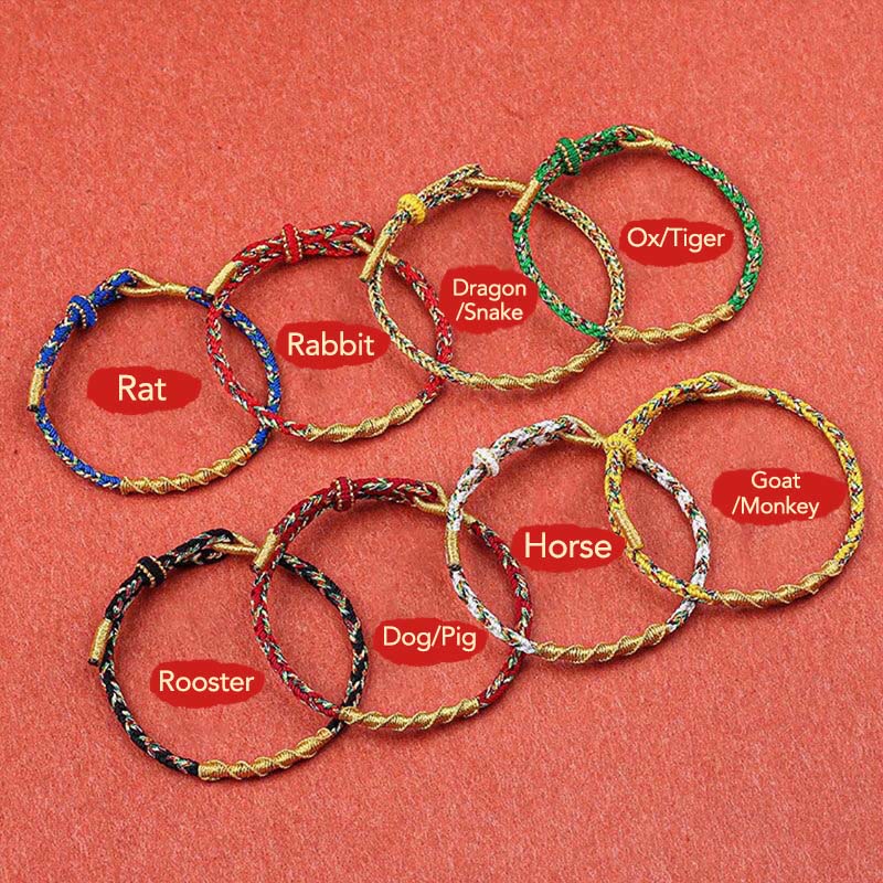 BWOOOH Handmade Chinese Zodiac Natal Buddha Protection Strength Braided String Bracelet