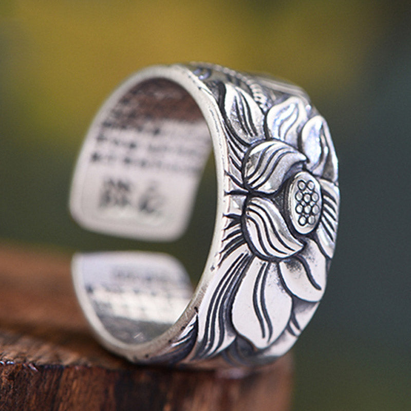 BWOOOH Tibetan Lotus White Copper Enlightenment Ring