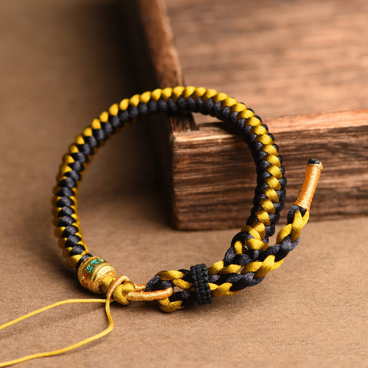 BWOOOH Handmade Tibetan Black Gold Dragon Scale Rope Om Mani Padme Hum Purity Bracelet