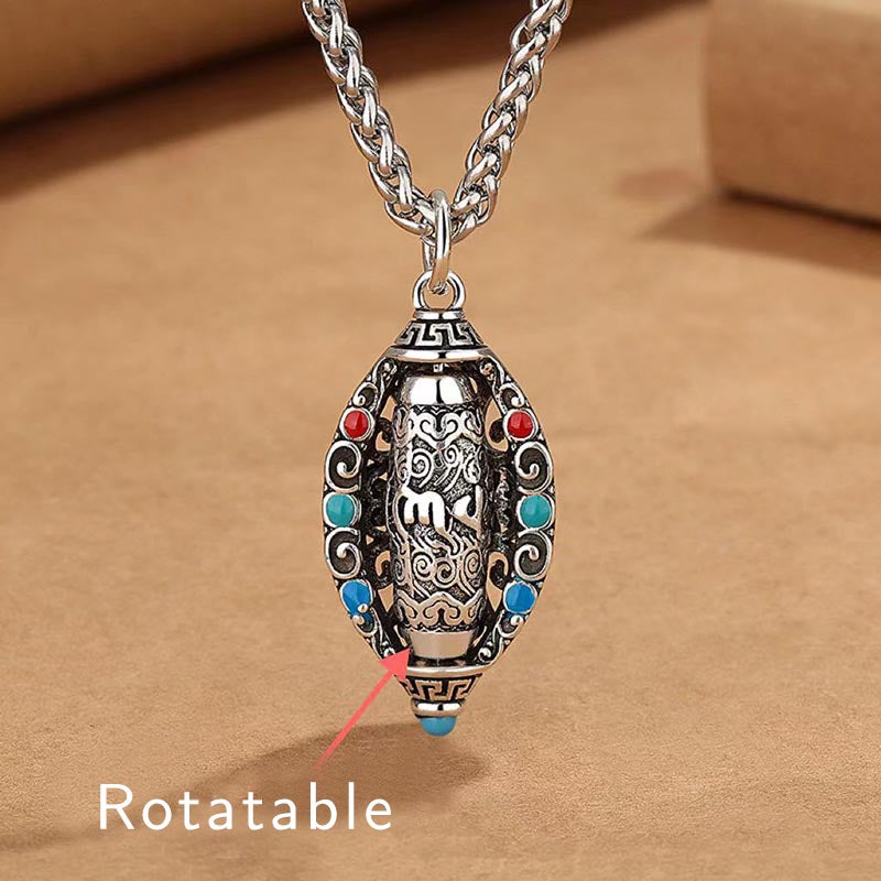 BWOOOH Tibetan Om Mani Padme Hum Purity Rotatable Necklace Pendant