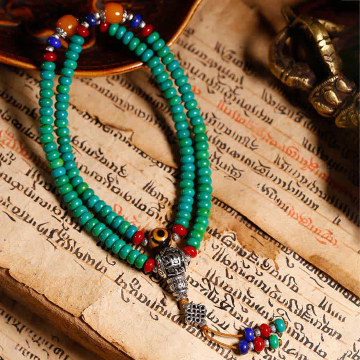 BWOOOH 108 Mala Beads Tibetan Turquoise Dzi Bead Protection Bracelet