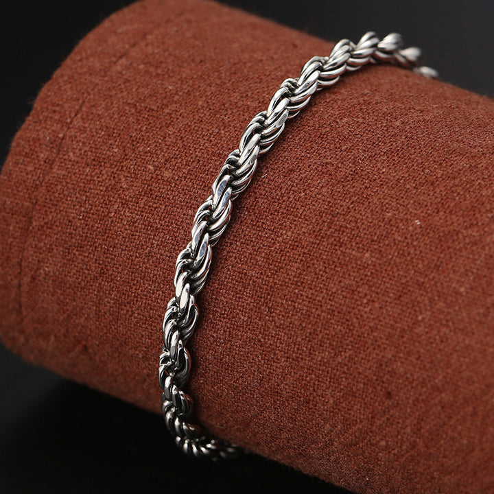 BWOOOH 925 Sterling Silver Tibet Om Mani Padme Hum Double Dorje Vajra Twisted Design Peace Love Bracelet