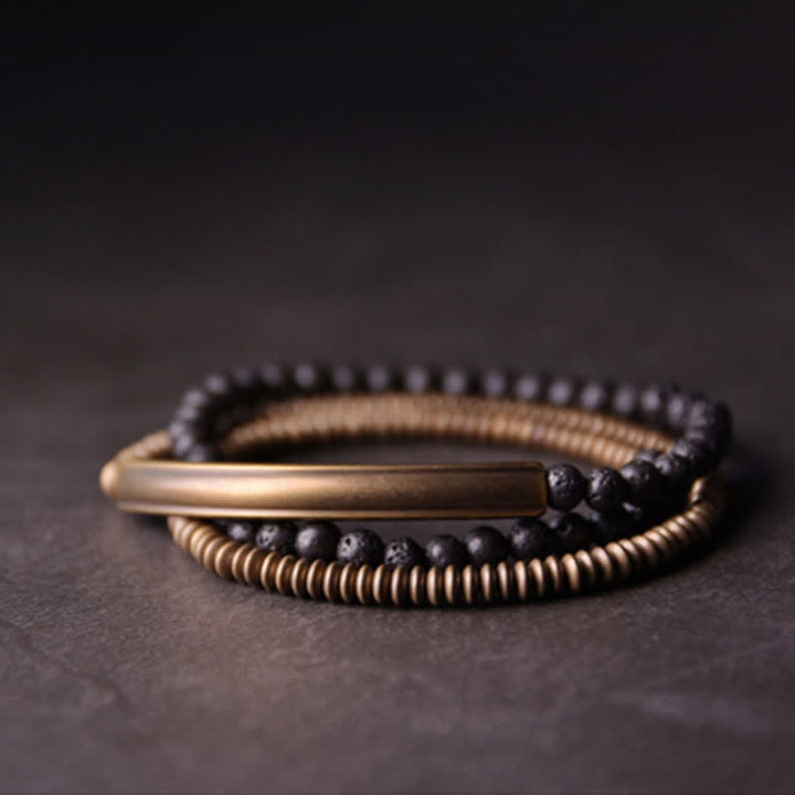 BWOOOH Vintage Lava Rock Copper Support Bracelet