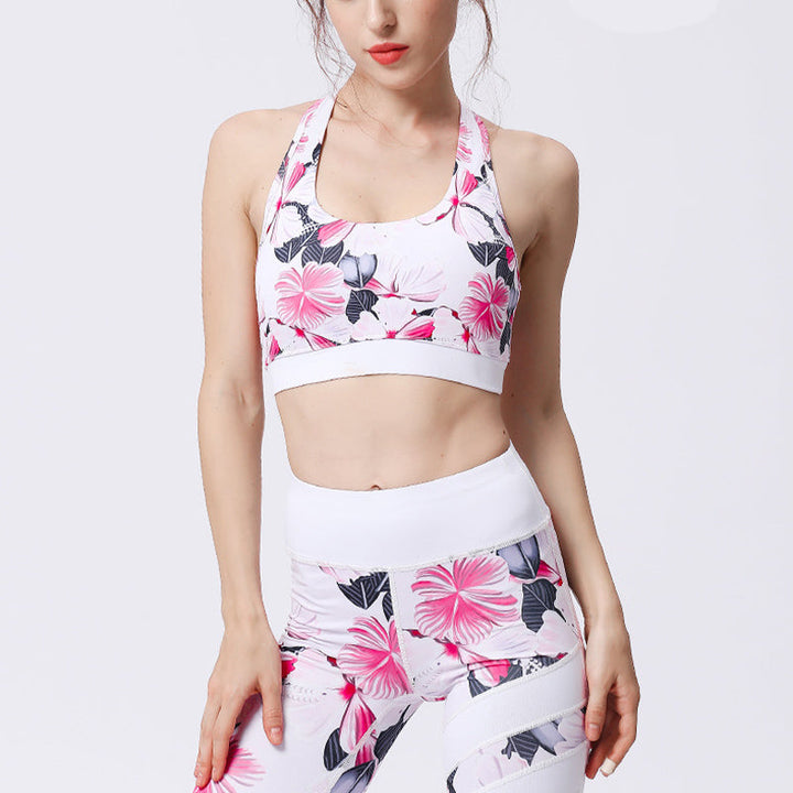 BWOOOH lotus print yoga leggings - 2Pcs Sunflower Flowers Leaves Print Top 