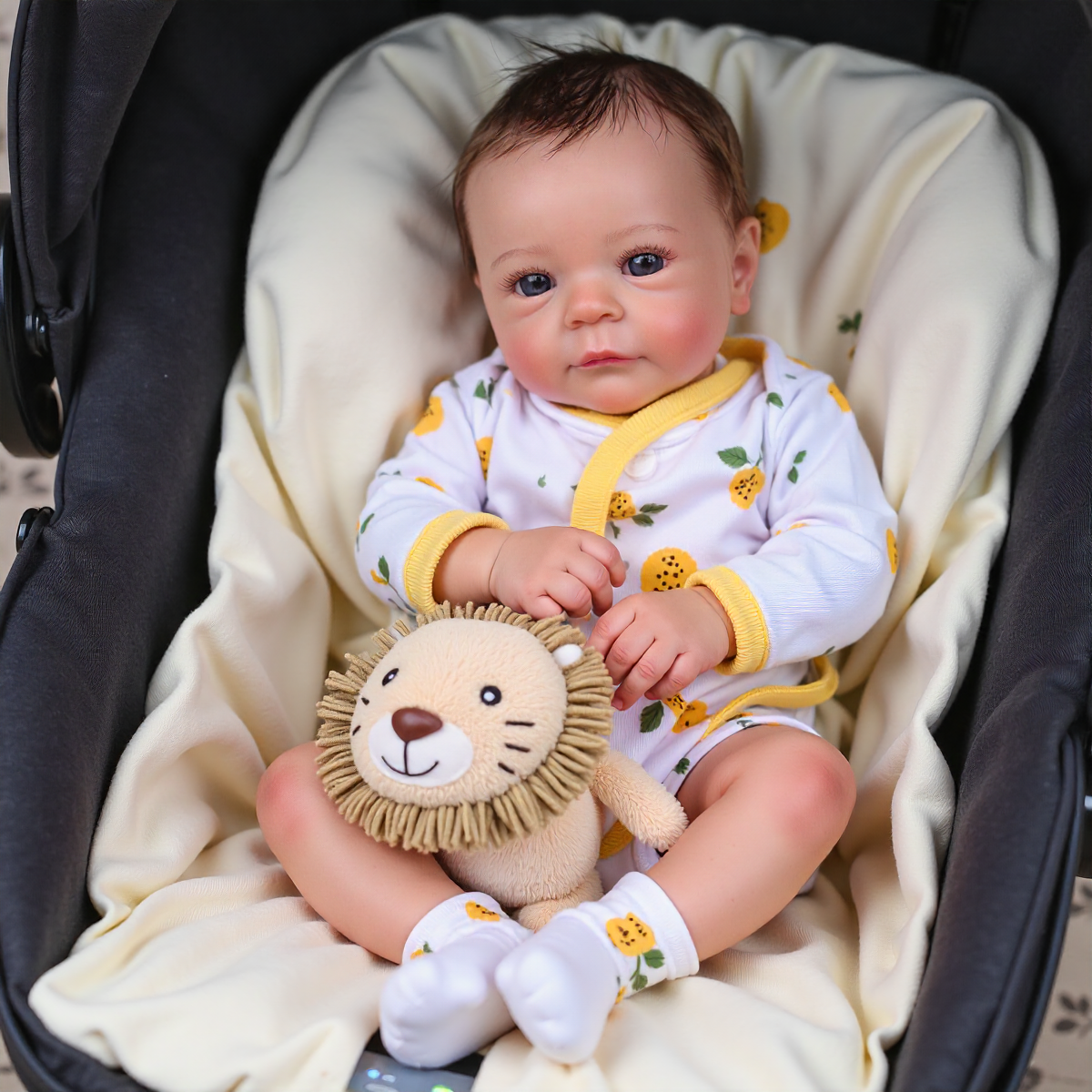 18" Lifelike Reborn Baby Girl Marisin Has Realistic Skin Blue Eyes and Brown Hair