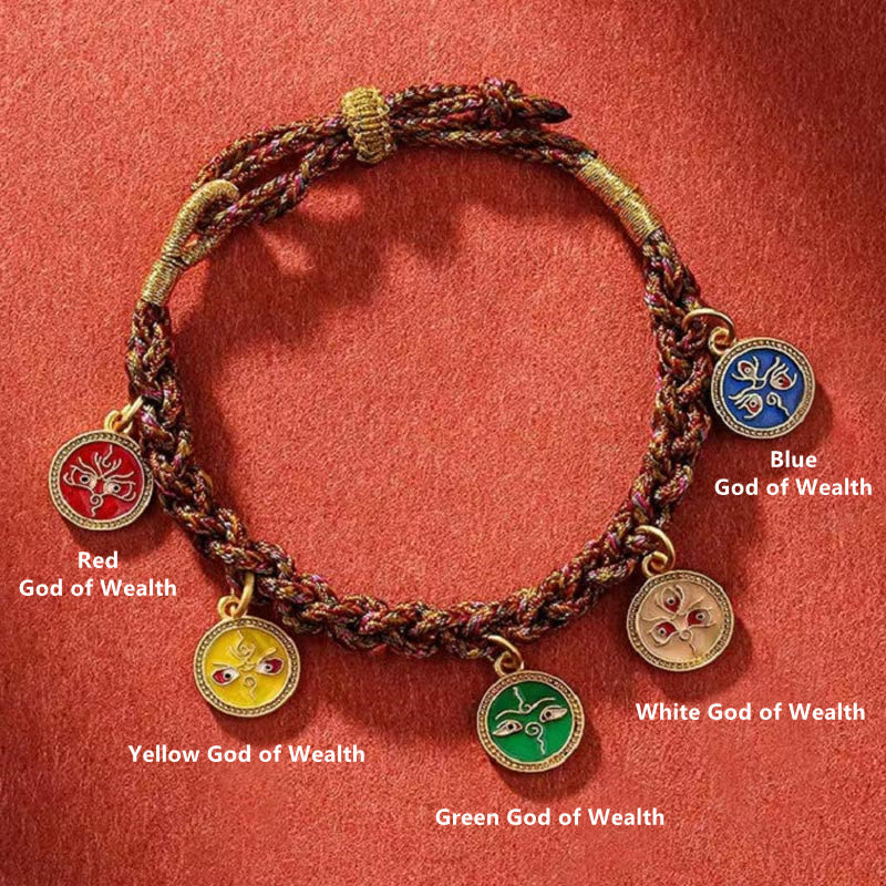 BWOOOH Tibetan Five God Of Wealth Thangka Luck Braid String Bracelet