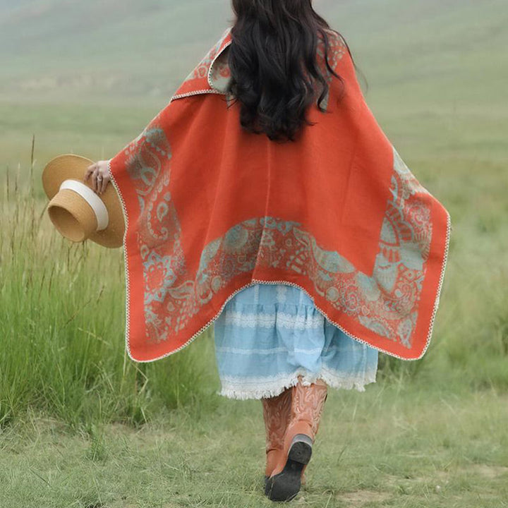 BWOOOH Tibetan Shawl Simple Pattern Winter Cozy Travel Sc