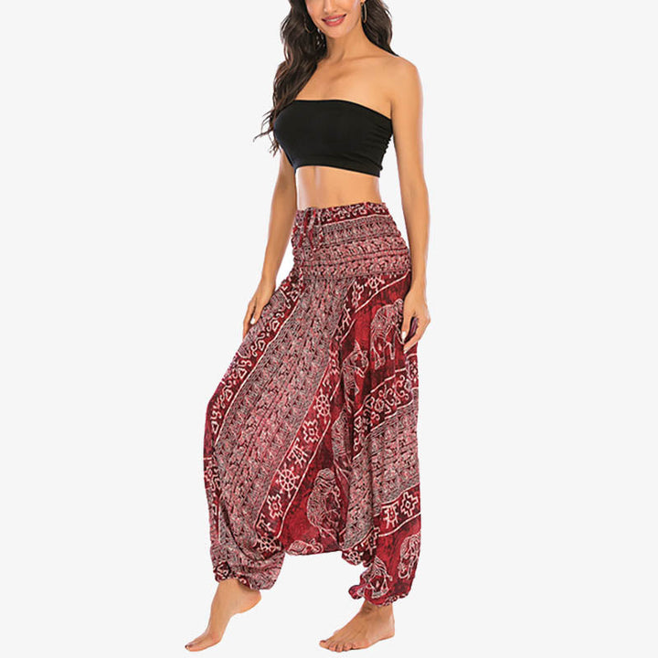 BWOOOH printed harem pants - Two Style Wear Elephant Pattern Loose Sm