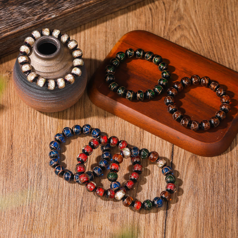 BWOOOH Tibetan Classic Liuli Glass Bead Luck Wealth Bracelet
