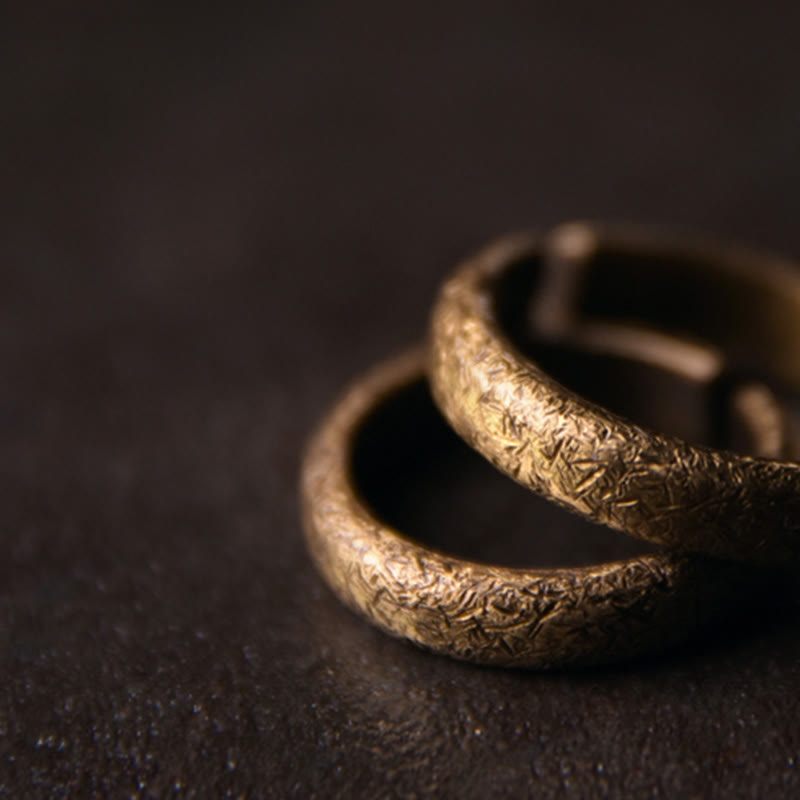 BWOOOH Tibetan Vintage Texture Design Copper Luck Couple Ring