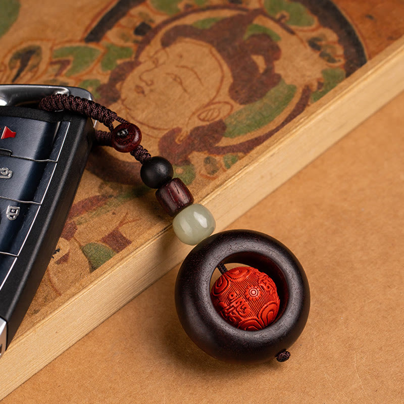BWOOOH Tibet Om Mani Padme Hum PiXiu Copper Coin Small Leaf Red Sandalwood Cinnabar Pro | PiXiu