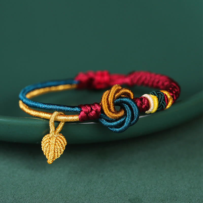 BWOOOH Tibetan Handmade Mandala Knot Leaf Luck Rope Bracelet