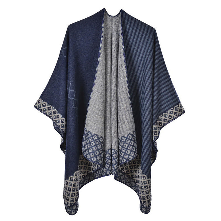BWOOOH Tibetan Shawl Striped Diamond Pattern Winter Warm 